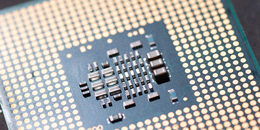 Closeup of a CPU die